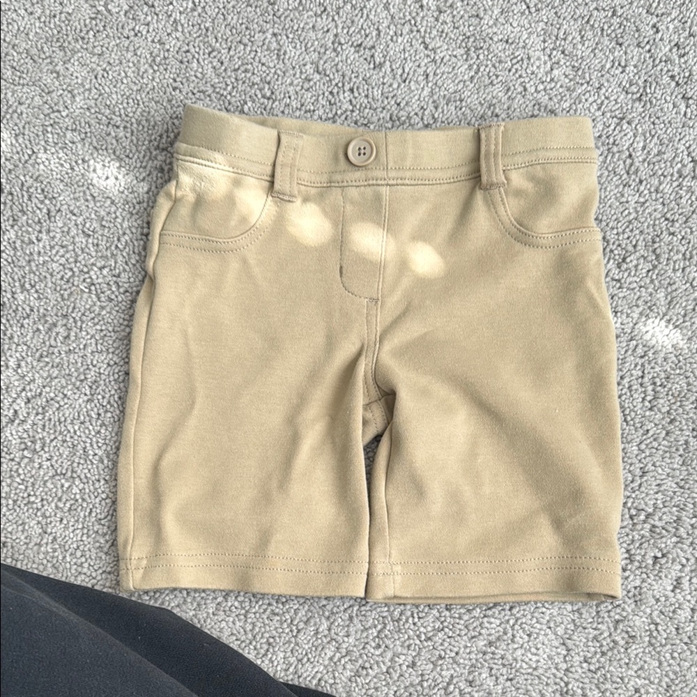 Tan Cotton-Blend Shorts with Waistband